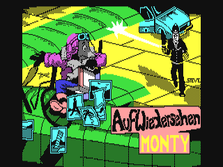 Auf Wiedersehn Monty title screen for Commodore 64